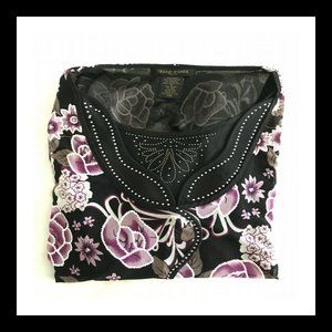 Black and Purple Floral Petite Top